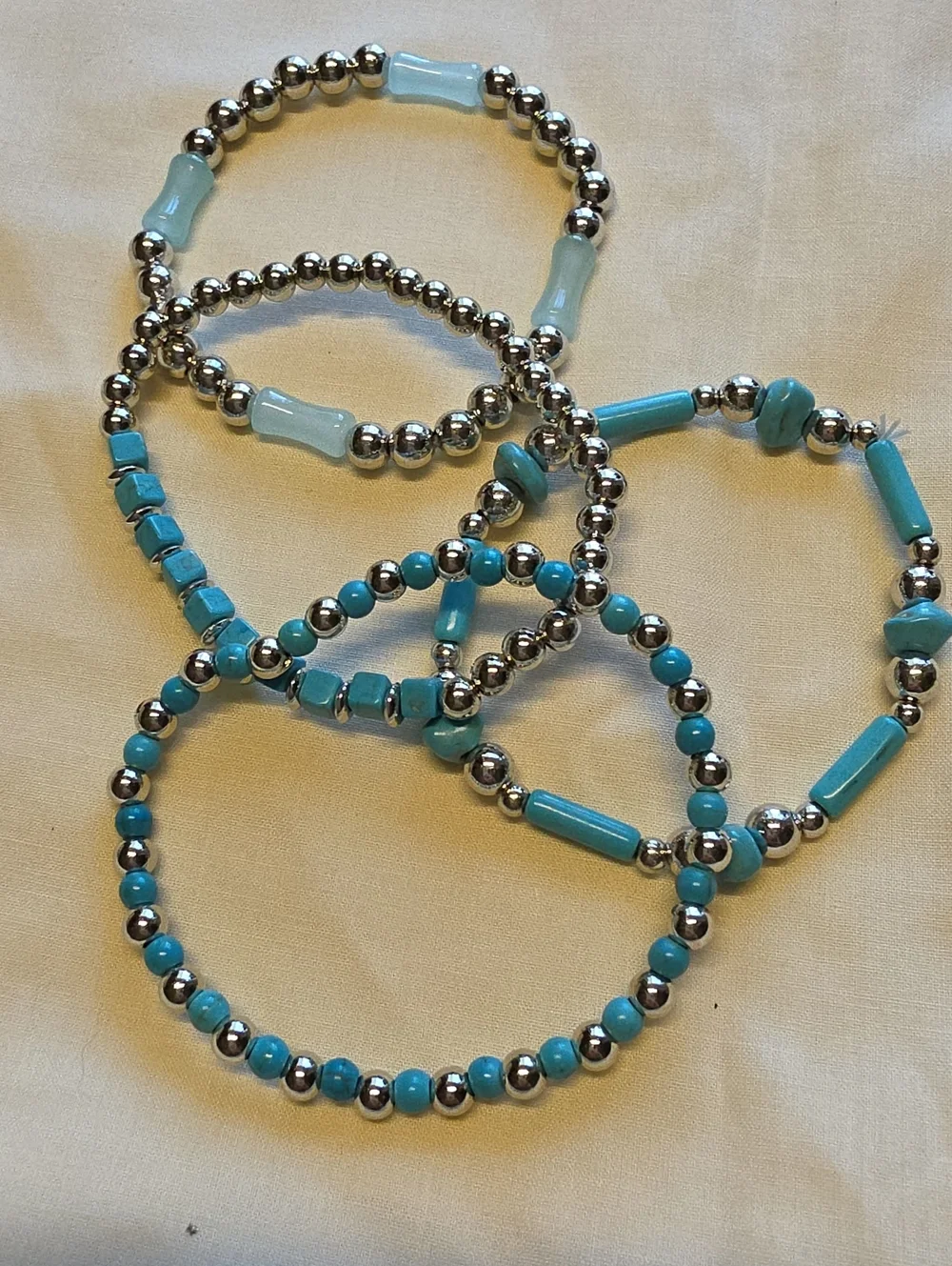 Turquoise Beaded Stretch Bracelet Set - Women Jewelry